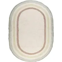Little Olly Waschbarer Kinderteppich Oval | Milo Grün | 80x120cm | Grün | Baumwolle | Oval