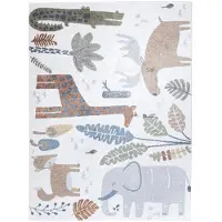 Little Olly Waschbarer Kinderteppich | Mace Animals Creme | 120x170cm | Creme | Rechteckig | Kinder Teppich