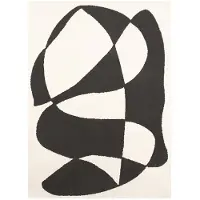 FRAAI Japandi Teppich | Yori Abstrakt Creme Schwarz | 140x200cm | Creme | Jute | Rechteckig