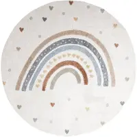 Little Olly Waschbarer Kinderteppich Rund | Ravi Rainbow Bunt | Ø 100cm | Mehrfarbig | Rund