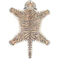 Little Olly Waschbarer Kinderteppich | Wild Tiger | 120x170cm | Braun | Freiform