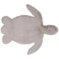 Little Olly Kinderteppich | Huggy Schildkröte Grau | 80x90cm | Grau | Suede | Freiform