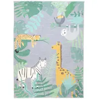 Little Olly Kinderteppich | Jungle Giraffe Bunt | 120x170cm | Mehrfarbig | Baumwolle | Rechteckig