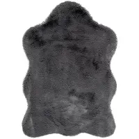 Little Olly Kinderteppich | Huggy Schaf Anthrazit | 55x80cm | Anthrazit | Suede | Freiform