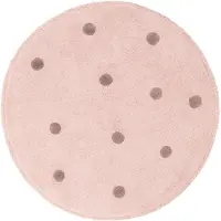 Little Olly Teppich Kinderzimmer Rund | Lou Dots Lila | Ø 140cm | Lila | Baumwolle | Rund