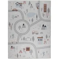 Little Olly Auto Spielteppich | Rocky Ride Weiß | 140x200cm | Weiß | Polyester | Rechteckig