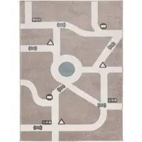Little Olly Teppich Kinderzimmer | Bowie Autobahn Taupe | 140x200cm | Taupe | Jute | Rechteckig