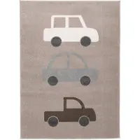 Little Olly Teppich Kinderzimmer | Bowie Auto Taupe | 140x200cm | Taupe | Jute | Rechteckig