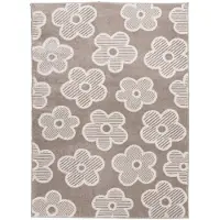 Little Olly Teppich Kinderzimmer | Bowie Blume Taupe | 140x200cm | Taupe | Jute | Rechteckig