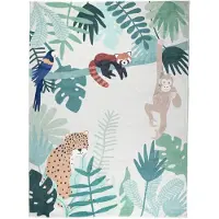 Little Olly Kinderteppich | Jungle Leopard Bunt | 140x200cm | Mehrfarbig | Baumwolle | Rechteckig