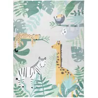 Little Olly Kinderteppich | Jungle Giraffe Beige | 140x200cm | Mehrfarbig | Baumwolle | Rechteckig