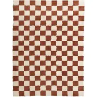 FRAAI Retro Teppich | Gambit Braun Weiß | 80x150cm | Weiß | Rechteckig
