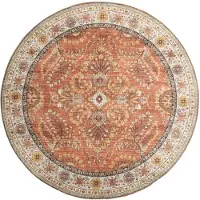FRAAI Vintage Gartenteppich Rund | Santo Flora Terrakotta | Ø 100cm | Terra | 3D | Mesh | Rund