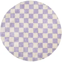 FRAAI Rund Retro Teppich | Gambit Lila Weiß | Ø 200cm | Lila | Rund