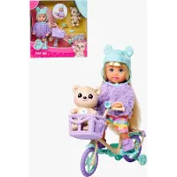 Evi love Steffi Love: Évi Puppe mit Fahrrad und Teddy
