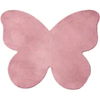 Little Olly Kinderteppich Waschbar | Coco Schmetterling Dunkelrosa | 100x120cm | Pink | Rubber (TPR) | Freiform