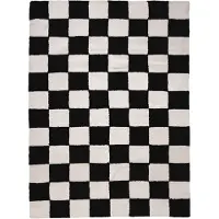 FRAAI Teppich Kariert | Blox Schwarz Weiß | 120x170cm | Schwarz | Rechteckig