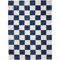 FRAAI Teppich Kariert | Blox Blau Weiß | 80x150cm | Blau | Rechteckig | Teppich
