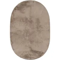NATURL. Flauschiger Teppich Oval | Cozy Taupe | 80x120cm | Taupe | Oval | Teppich