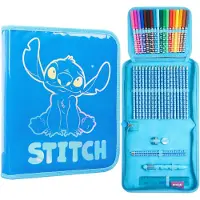 Disney Stitch Federmäppchen Mädchen mit Schulsachen, Frozen Anna und ELSA Federtasche Gefüllt für Schule, Vorschule, Geschenke für Mädchen (Blau Stitch 1 Fach)