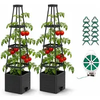 Merkloos Set aus 2 erhöhten Gartenbeeten mit Spalier