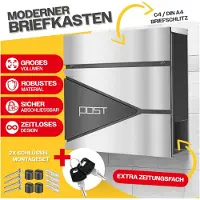 Kesser Briefkasten mit Zeitungsfach Edelstahl, abschliessbar, Softclose-Deckel