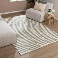 FRAAI Baumwollteppich | Dazzle Blocks Grün Weiß | 140x200cm | Weiß | Rechteckig