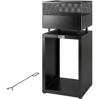 Outsunny Feuerschale 39 x 39 x 87 cm Feuerstelle mit Holzlager Kohlegitter