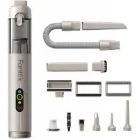 Fanttik Slim V10 Ultra kabelloser Autostaubsauger, 4-in-1 Mini Handstaubsauger mit 19 kPa Saugkraft, frei kombinierbarem Zubehör, 2 Saugmodi für Auto, kleine Arbeiten, Tastatur und Büro (Braun)