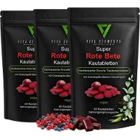 IK-Handelsgruppe Vita Elements Rote Bete Kautabletten 3er Set 60 Stk OPC Nitrat Ausdauer Nahrungsergänzungsmittel