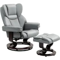 HOMCOM Relaxsessel mit Fußhocker PU-Leder 80L x 79B x 100H cm Hellgrau
