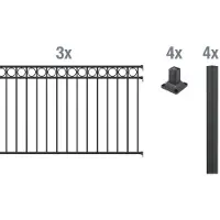 Alberts Zaunkomplettset Circle, zum Aufschrauben matt-schwarz Höhe 100 cm, Länge: 6 m