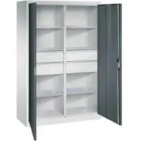 C+P CP-Möbel Werkzeugschrank 08931-3042 aus Metall, grau/anthrazit, 4 Schubladen & 6 Fachböden, abschließbar, 120 x 195 x 50 cm