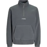 Jack & Jones Herren Sweatshirt JJESOHO HALF ZIP FLEECE - Relaxed Fit - 12279680 Turbulence - XL