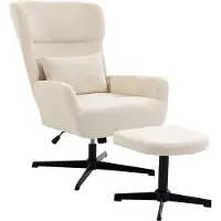 HOMCOM RELAXSESSEL-MIT-HOCKER 2er Set Polyester Cremeweiß