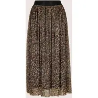 MADELEINE Maxirock "Rock Plisseerock mit Leo-Druck", Damen, Gr. 34, schwarz, caramel, multicolor, Modern, weit, Röcke Maxirock