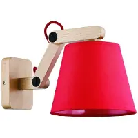 Licht-Erlebnisse Spot Holz Stoff verstellbar Natur Rot E27 Skandinavisch Lampe