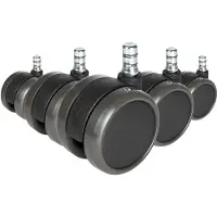 Hjh OFFICE 5x ROLO No-Noise 11mm/65mm Hartböden - Stuhlrollen Schwarz