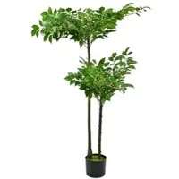 Wellhome Well Home - Künstliche Ficus-Pflanze mit 2 Kronen und Topf für Innenräume 120 cm
