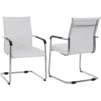 Mendler 2er-Set Besucherstuhl MCW-Q85, Konferenzstuhl Freischwinger, Metall Kunstleder 280 g/m² weiß