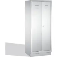 CP C+P Spind Classic mit Füßen | 2 Abteile mit verkürzte Mitteltrennwand & 4 Fachböden | HxBxT 180x40x50cm | Lichtgrau