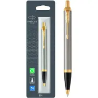 Parker Im Brushed Metal Blue Retractable Push Button Tip Medium Stift