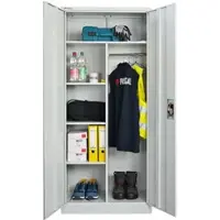 Proregal Flügeltürenschrank ELEPHANT Mit 2 Türen Abschließbar HxBxT 180x80x40cm 6 Fächern & Kleiderstange Stahl Pulverbeschichtet Lichtgrau Spind