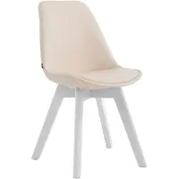 CLP Stuhl Manado Kunstleder mit Sitzpolster und Holzbeinen Gestell creme Gestell Farbe weiß