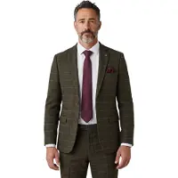 Paul Andrew Grüner Tweed-Blazer für Herren mit Fischgrätmuster und Karomuster - Harris