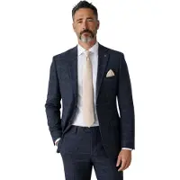 Paul Andrew Herren-Blazer aus marineblauem Tweed mit Fischgrätmuster und Karomuster - Harris