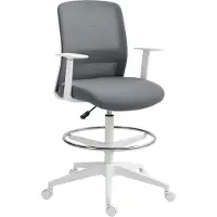 HOMCOM Bürostuhl Ergonomischer Schreibtischstuhl mit Armlehne, Fußring, Grau