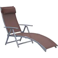 Outsunny Sonnenliege Liegestuhl Gartenliege 7 Positionen verstellbar Braun