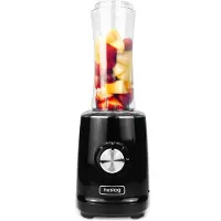 Huslog Blender Smoothie 500W, 4 Edelstahlklingen, 600ml Blend & Go Flasche, 2 Ge