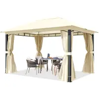 TOOLPORT 3x4 m Softtop Gartenpavillon, inkl. 4 Seitenteile, champagnerfarben - (300685)